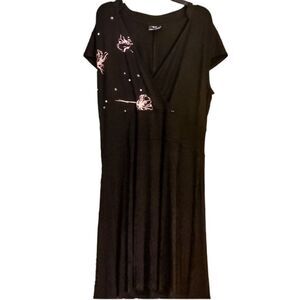 Dress black with pink flowers